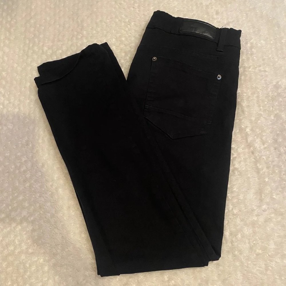WT02 Mens Skinny Jeans Black Distressed Stretch Denim Pockets 34x32